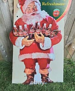 Vintage Coca Cola Cardboard Santa Claus 52 Christmas Die Cut Stand up Sign Coke