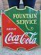 Vintage Coca Cola Double Sided Porcelain Fountain Service Sign 1933