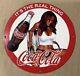 Vintage Coca Cola Drink Porcelain Pinup Girl Naked Gas Oil Soda Beverage Ad Sign