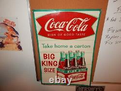 Vintage Coca Cola Fish Tail Metal Sign-big King Size 6 Pack Take Home A Carton