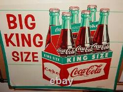 Vintage Coca Cola Fish Tail Metal Sign-big King Size 6 Pack Take Home A Carton