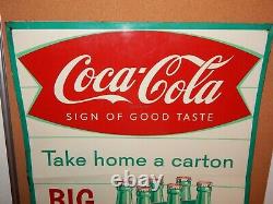 Vintage Coca Cola Fish Tail Metal Sign-big King Size 6 Pack Take Home A Carton