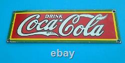 Vintage Coca Cola Porcelain Drink Soda Bottles General Store Pump Rectangle Sign