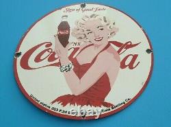 Vintage Coca Cola Porcelain Gas Soda Service Station Pump Plate Good Taste Sign