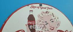 Vintage Coca Cola Porcelain Gas Soda Service Station Pump Plate Good Taste Sign