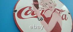 Vintage Coca Cola Porcelain Gas Soda Service Station Pump Plate Good Taste Sign