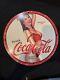 Vintage Coca Cola Porcelain Pinup Girl Gas Oil Drink Beverage Soda Pump Ad Sign