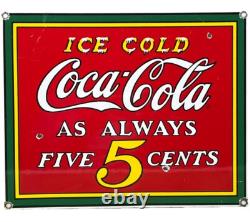 Vintage Coca Cola Porcelain Sign Gas Station Bottle Pepsi Pump Plate Bottle