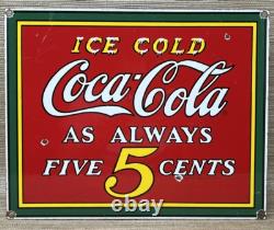 Vintage Coca Cola Porcelain Sign Gas Station Bottle Pepsi Pump Plate Bottle