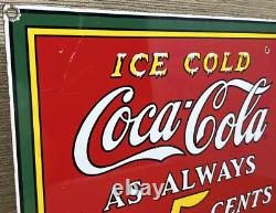 Vintage Coca Cola Porcelain Sign Gas Station Bottle Pepsi Pump Plate Bottle