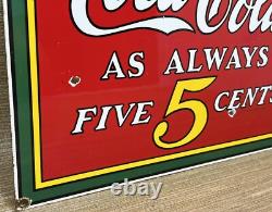 Vintage Coca Cola Porcelain Sign Gas Station Bottle Pepsi Pump Plate Bottle