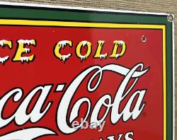 Vintage Coca Cola Porcelain Sign Gas Station Bottle Pepsi Pump Plate Bottle