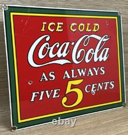 Vintage Coca Cola Porcelain Sign Gas Station Bottle Pepsi Pump Plate Bottle