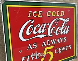 Vintage Coca Cola Porcelain Sign Gas Station Bottle Pepsi Pump Plate Bottle