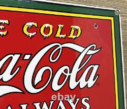 Vintage Coca Cola Porcelain Sign Gas Station Bottle Pepsi Pump Plate Bottle