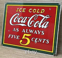 Vintage Coca Cola Porcelain Sign Gas Station Bottle Pepsi Pump Plate Bottle