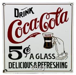 Vintage Coca Cola Porcelain Sign Gas Station Pump Plate Dew Pepsi Oil Dr Pepper