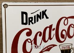 Vintage Coca Cola Porcelain Sign Gas Station Pump Plate Dew Pepsi Oil Dr Pepper