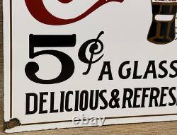 Vintage Coca Cola Porcelain Sign Gas Station Pump Plate Dew Pepsi Oil Dr Pepper
