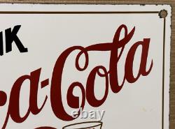 Vintage Coca Cola Porcelain Sign Gas Station Pump Plate Dew Pepsi Oil Dr Pepper