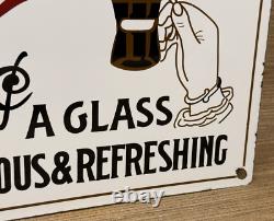 Vintage Coca Cola Porcelain Sign Gas Station Pump Plate Dew Pepsi Oil Dr Pepper