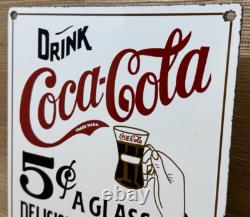 Vintage Coca Cola Porcelain Sign Gas Station Pump Plate Dew Pepsi Oil Dr Pepper