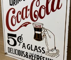 Vintage Coca Cola Porcelain Sign Gas Station Pump Plate Dew Pepsi Oil Dr Pepper