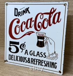 Vintage Coca Cola Porcelain Sign Gas Station Pump Plate Dew Pepsi Oil Dr Pepper