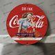 Vintage Coca Cola Porcelain Sign Soda Advertising Coke Dome Pin Up Oil Gasstaion