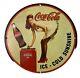 Vintage Cocacola Soda Pinup Girl Gas Pump Oil Garage Service Metal Plate Sign