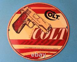 Vintage Colt Porcelain Revolvers Pistols 10 Firearm Gas Service Pump Plate Sign