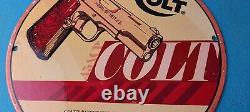 Vintage Colt Porcelain Revolvers Pistols 10 Firearm Gas Service Pump Plate Sign