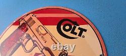 Vintage Colt Porcelain Revolvers Pistols 10 Firearm Gas Service Pump Plate Sign