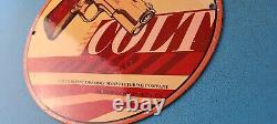 Vintage Colt Porcelain Revolvers Pistols 10 Firearm Gas Service Pump Plate Sign