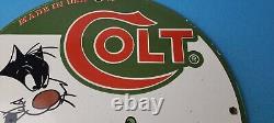Vintage Colt Porcelain Revolvers & Pistols Guns Firearm Service Gas Pump Sign