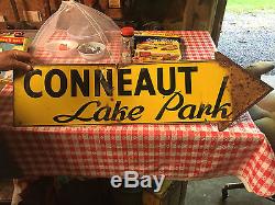 Vintage Conneaut Lake Park Metal Sign 9 x 35