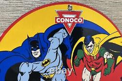 Vintage Conoco 1965 Batman N-tane Gasoline 12 Porcelain Marvel Comic Oil Sign