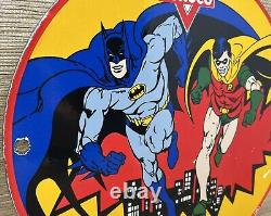Vintage Conoco 1965 Batman N-tane Gasoline 12 Porcelain Marvel Comic Oil Sign
