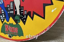 Vintage Conoco 1965 Batman N-tane Gasoline 12 Porcelain Marvel Comic Oil Sign