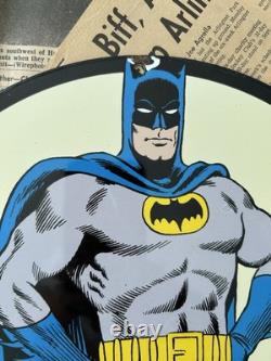 Vintage Conoco Batman N-tane Gas Oil Pump 12 Inch Porcelain Enamel Sign