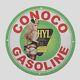 Vintage Conoco Gasoline Oil Green Pinup Girl Porcelain Gas Pump Sign