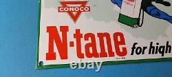 Vintage Conoco Gasoline Sign Superman Comics Porcelain Gas Pump Sign