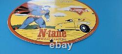 Vintage Conoco Superman Gas Porcelain Gasoline And Oil Comic Pump Plate Sign