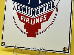 Vintage Continental Airlines Porcelain Sign Airport Gas Station Pump Plate