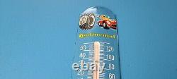 Vintage Continental Porcelain Auto Service Gas Tires Ad Sign On Thermometer