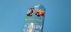 Vintage Continental Porcelain Auto Service Gas Tires Ad Sign On Thermometer
