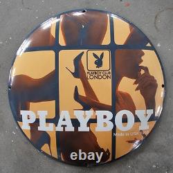 Vintage Convex 1953 Playboy USA Old Gasoline Oil Gas Pump Enamel Porcelain Sign