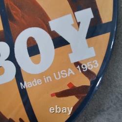 Vintage Convex 1953 Playboy USA Old Gasoline Oil Gas Pump Enamel Porcelain Sign