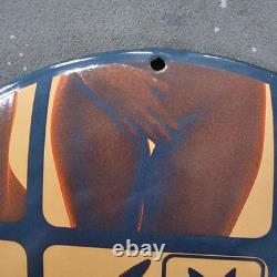 Vintage Convex 1953 Playboy USA Old Gasoline Oil Gas Pump Enamel Porcelain Sign