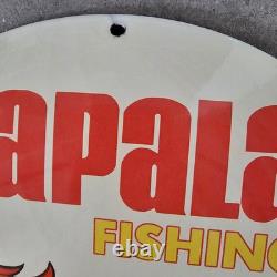 Vintage Convex Rapala 1940 Fish Us Gasoline Oil Gas Pump Enamel Porcelain Sign